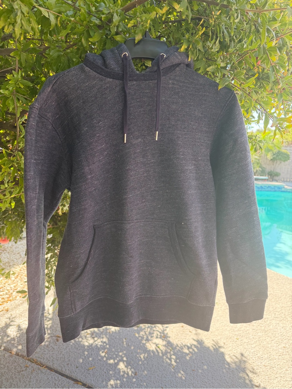 Mens H&M navy blue heavy fleece Hooded Pullover Sweatshirt size S
